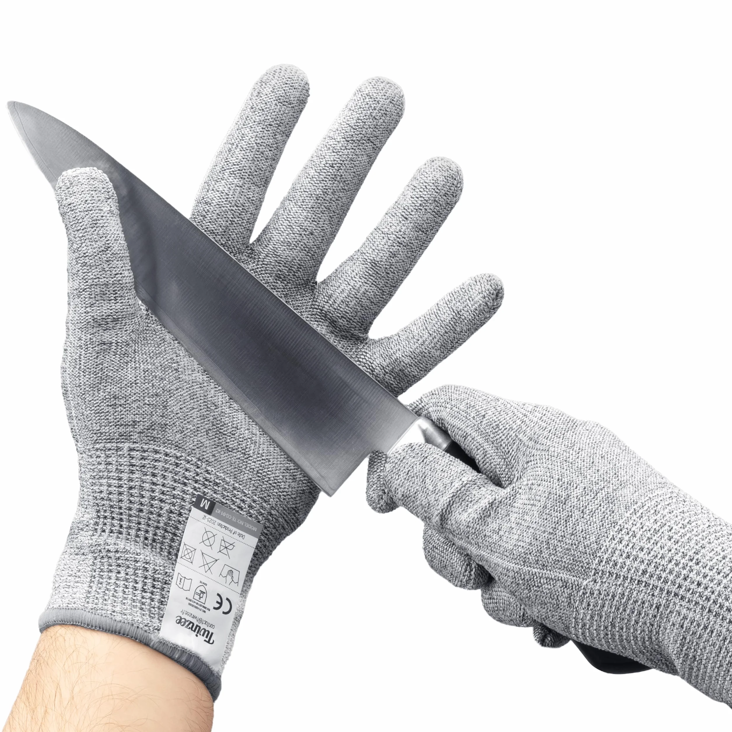 Twinzee 2 firmy Anti-Cut-handskar - Hög skyddsnivå E - Skydd mot vardagliga skärsår, köks- och gör-det-självhandskar - Storlek M