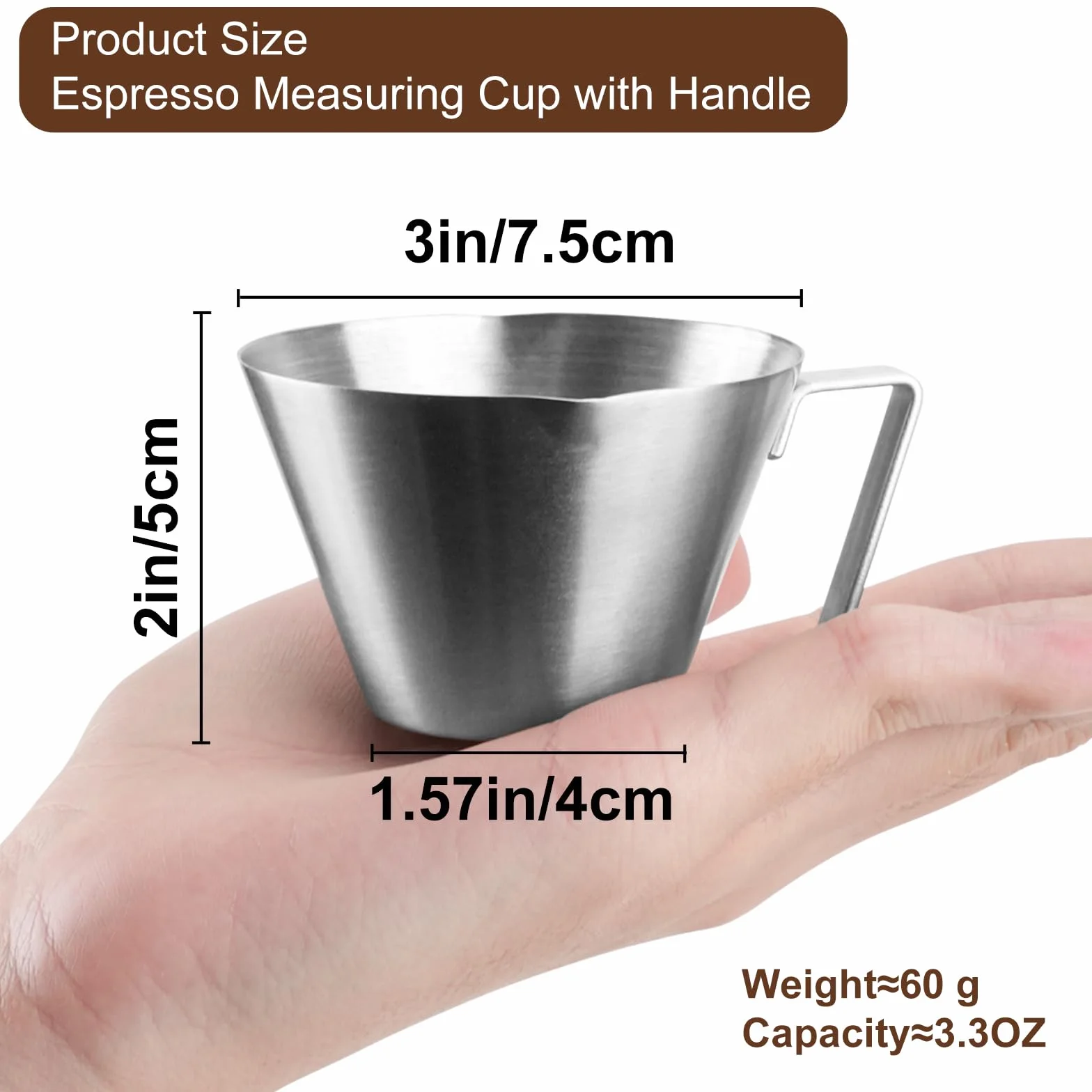 2 sztuki filiżanek do espresso z uchwytem, szklana szklanka pomiarowa ze stali nierdzewnej z podwójnym odpływem i skalą, szklanki do espresso, akcesoria do espresso, filiżanki do kawy z V-odpływem na