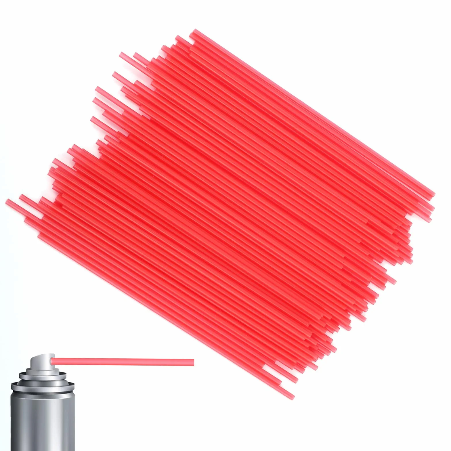100szt Słomki do Puszek ze Sprayem, 12cm Wymienna Słomka do Puszek ze Sprayem Czerwona Plastikowa Słomka do Butelek z Aerozolem do Wąskich Przestrzeni Farba Środek Czyszczący Środek Smarny