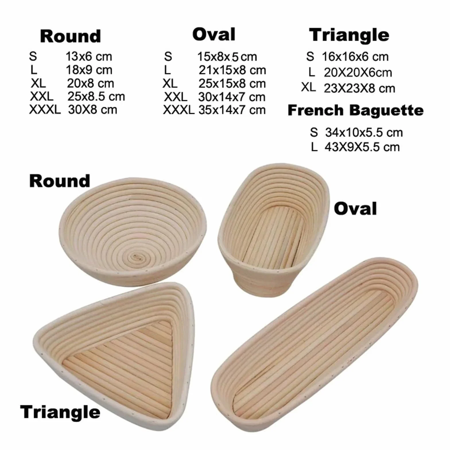 Miska do wyrastania ciasta 5/8 szt. owalnych, okrągłych koszyków na zakwas z wikliny rattanowej do pieczenia chleba(23x8 8pcs)