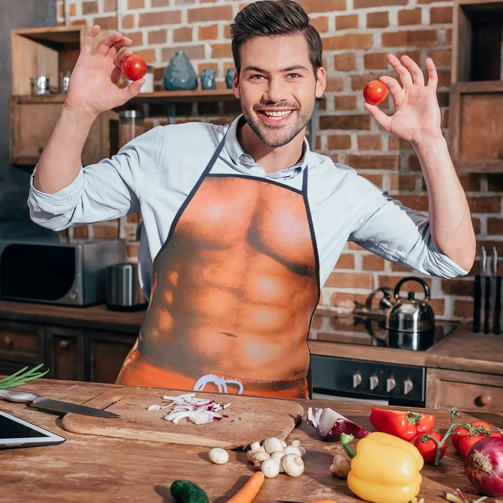 EQLEF Seksowny fartuch zabawny nowość fartuch kuchenny gotowanie grill impreza MuscleNerd fartuch dla mężczyzn prezent (mężczyźni)