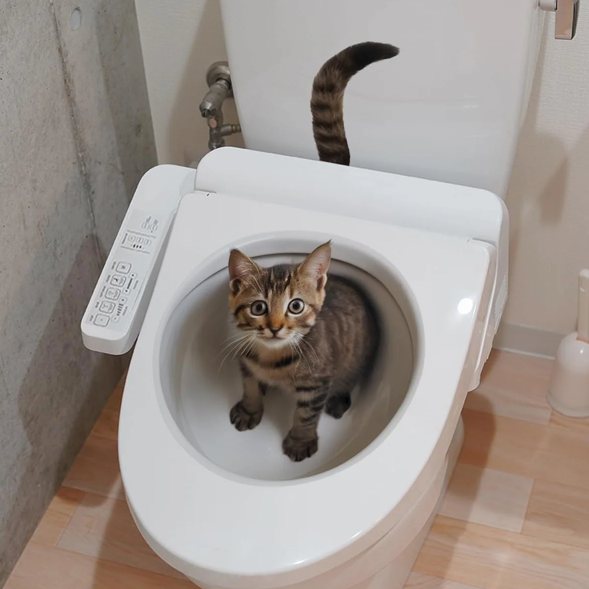 Wandsticker4u - Naklejka na deskę sedesową kot 3D śmieszna I śmieszny kot naklejka WC dekoracja łazienki wodoodporna I dekoracja WC dla gości naklejka tatuaż ścienny