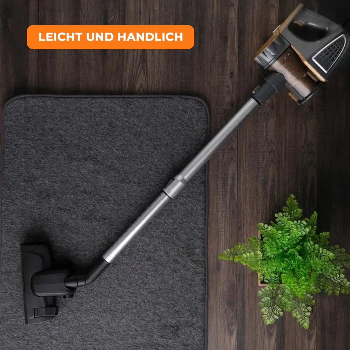 Markt24 Odkurzacz pionowy bez worka 800 W, kablowy napęd, 3 akcesoria, ochrona przed przegrzaniem, teleskopowy wąż, zmywalny pojemnik, filtr plastikowy, 1,5 l