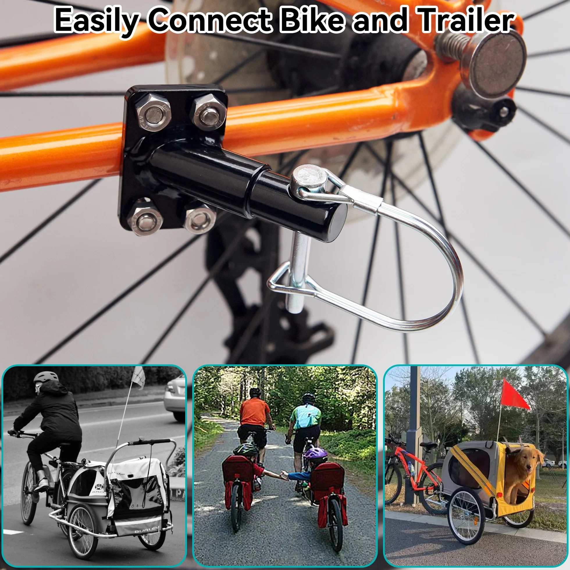 Przyczepka rowerowa, hak holowniczy, adapter, do sprzęgła rowerowego, z trzpieniem zabezpieczającym, przyczepka dla dzieci, dla zwierząt domowych, dzieci