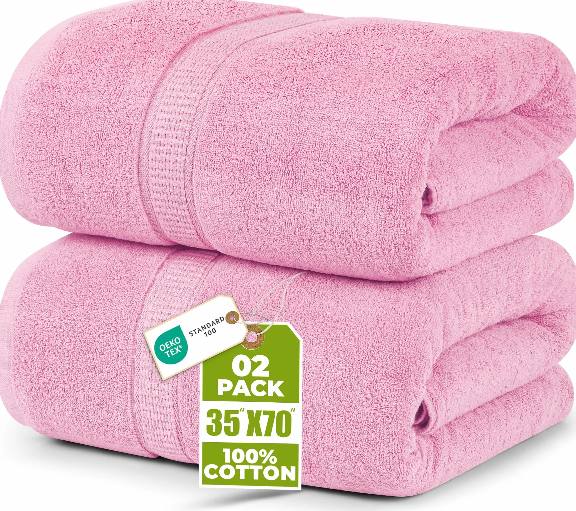 Utopia Towels Ręcznik Kąpielowy 100% Czesana Bawełna 90x180 cm 2 szt. Różowy