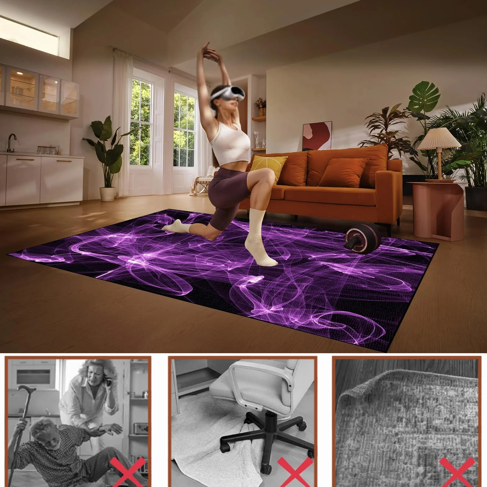 Gaming Dywan Krzesło 150 x 180 cm Mata na krzesło komputerowe, mata na krzesło biurowe, dywan do gier, podłoga, mata na krzesło inwalidzkie, mata wielofunkcyjna mata ochronna