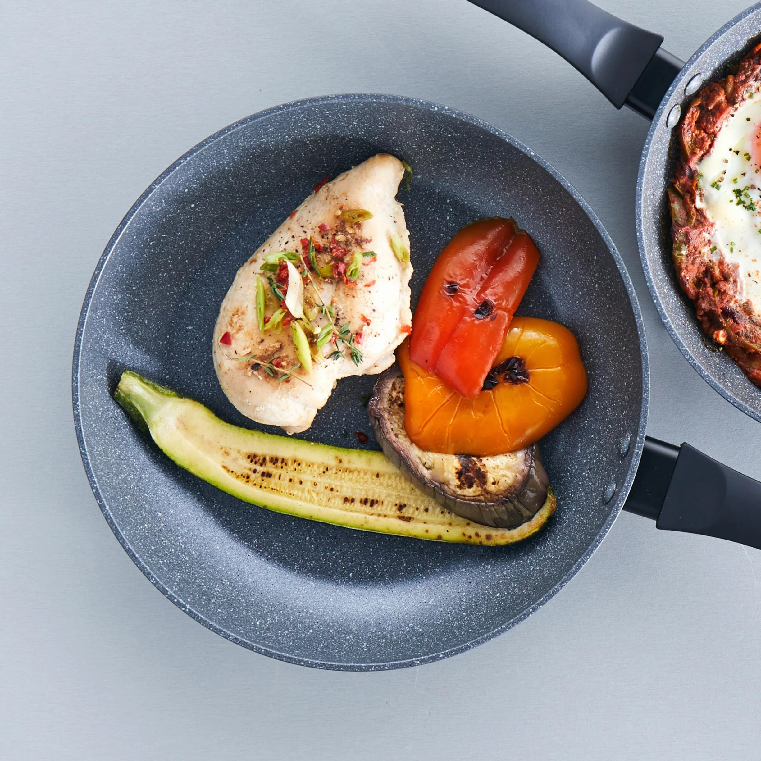 Russell Hobbs RH02799EU7 Frying Pan, Non-Stick, Induction Hob Suitable Cooking Pan, Cook With Little or No Oil For Healthy Meals, Soft Grip Handle, Metallic Marble, Strong Forged Aluminium, 24 cm