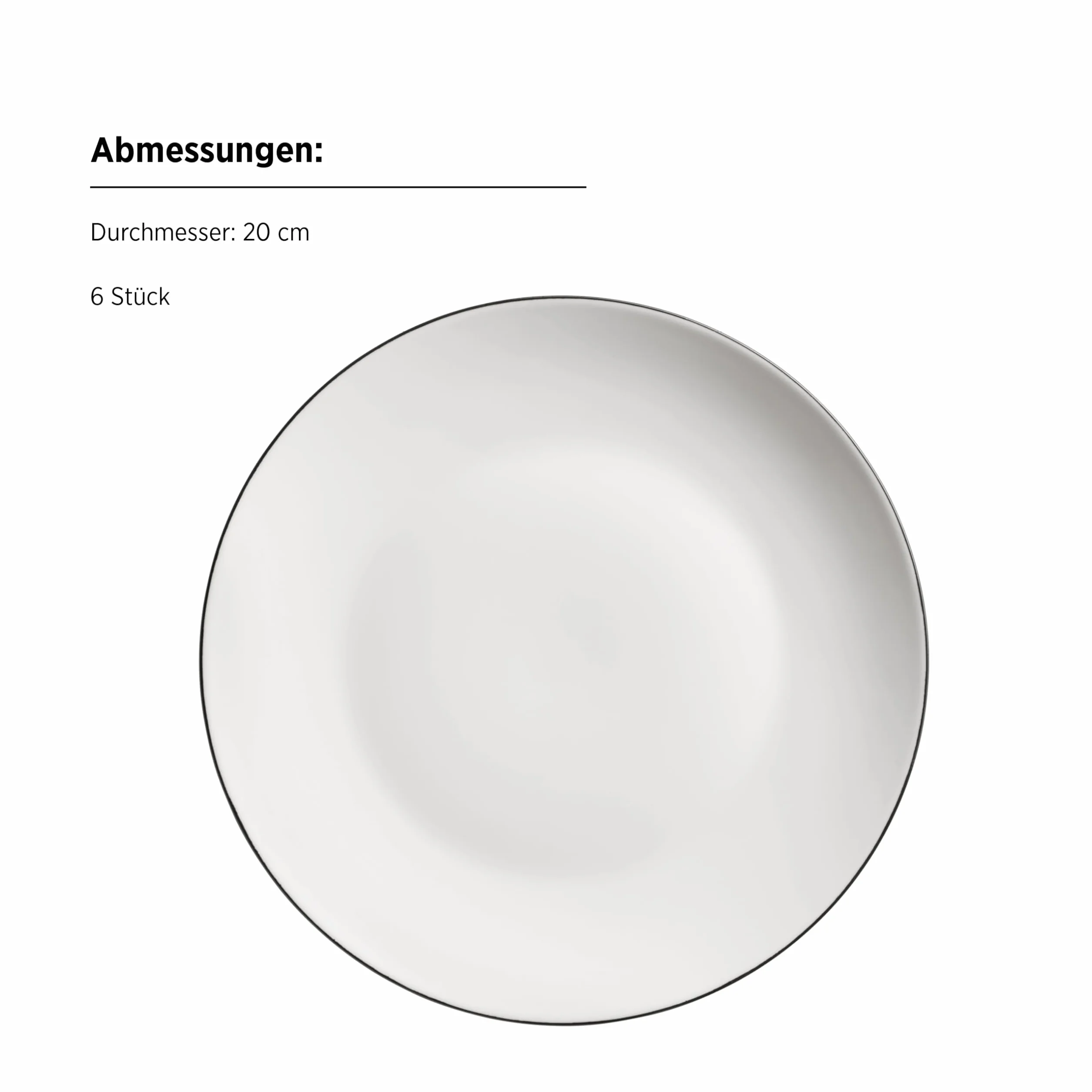 MÄSER Seria Felise, eleganckie naczynia do kawy dla 6 osób, ponadczasowe, z czarną krawędzią, porcelana, biała