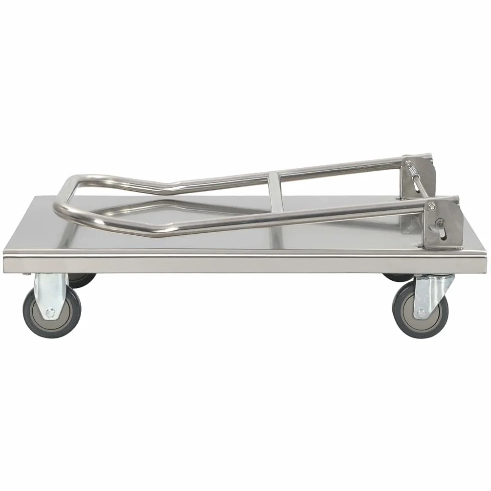 Générique Wózek platformowy 82x53x86 cm ze stali nierdzewnej, składany , pojemność 200 kg, do ciężkiego transportu, kuchni, hotelu, magazynu, 2 kółek obrotowych i 2 stałych