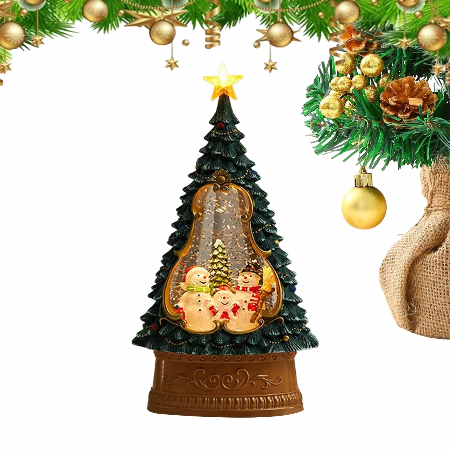 Bożonarodzeniowa Śnieżna Kula USB Muzyczny Timer 6-Godzinny | Świąteczna Kula Śnieżna Lampion Brokat Dekoracja Do Kominka Jadalni Półki Sypialni Parapetu Przyjaciół Nastolatków