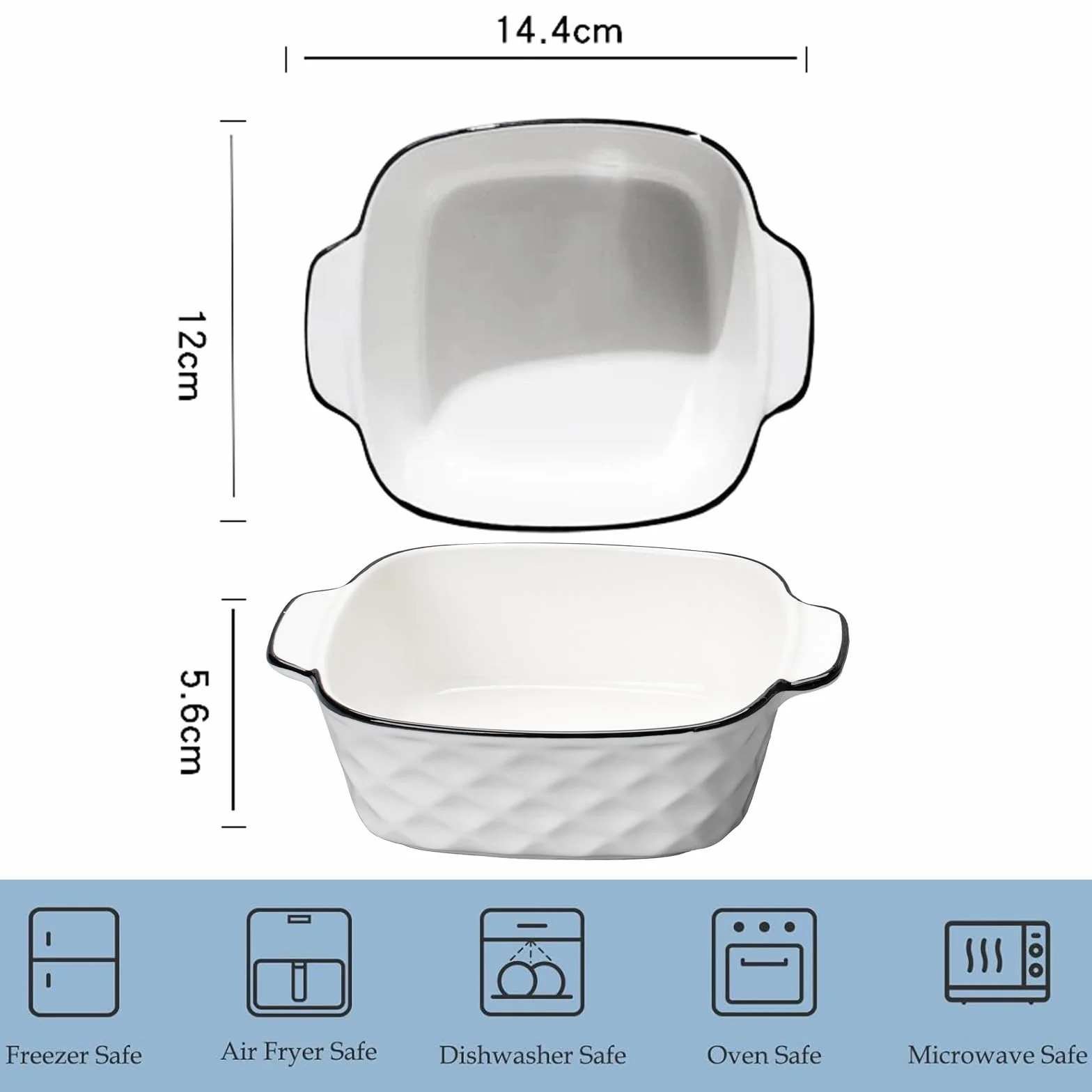 Zestaw 4 ceramicznych naczyń do pieczenia, 400 ml, małe naczynie do pieczenia do frytkownicy powietrznej, ceramiczne naczynia do pieczenia z uchwytami, mały piekarnik, naczynie do zapiekanek, małe do
