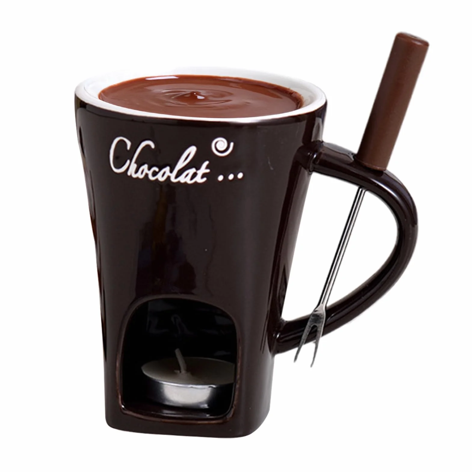 Kubek Do Fondue,Ceramiczny Garnuszek Do Roztapiania Czekolady,Przenośny Zestaw Kubka Hot Pot | Owoców Morza Obiad Deser Sos Ser Cukierek Ser Urodziny Randka Noc Pikniki Impreza Rodzina