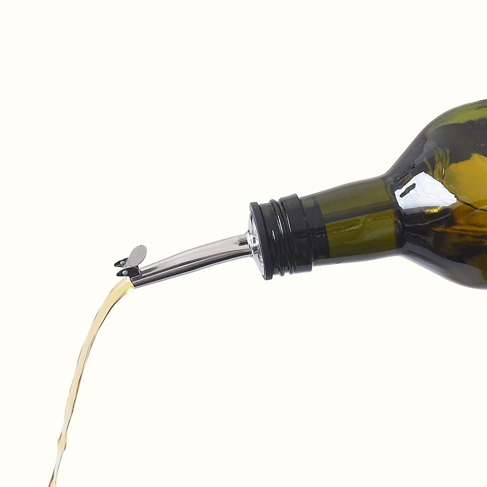 Newk Butelka oliwy z oliwek, 500 ml, szklana, olej, ocet, morska z wylewkami + lejek, olej, karafka, do kuchni – zielona