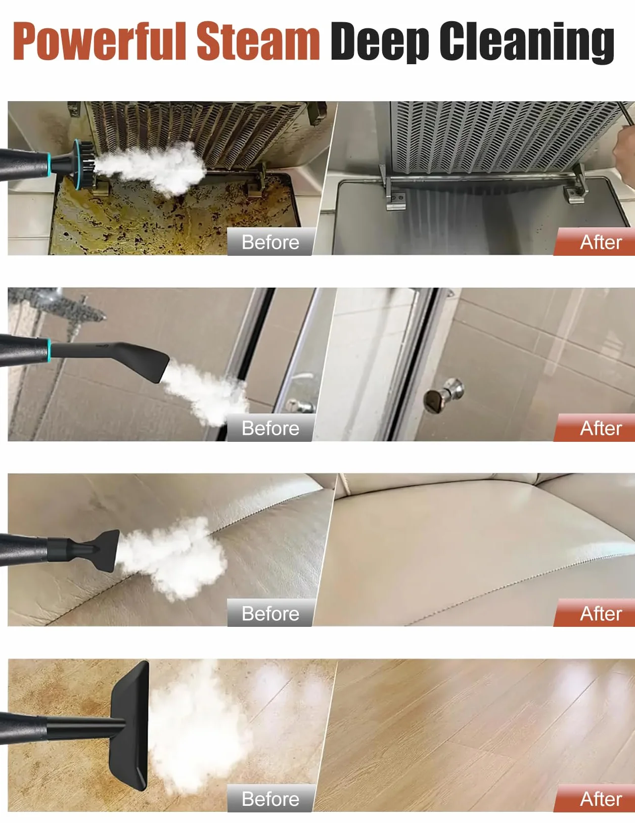Odkurzacz Parowy, Wielofunkcyjny Ręczny Odkurzacz Parowy o Mocy 2500 W z 6 Regulowanymi Prędkościami i 8 Rodzajami Dysz, Przenośny 1250 ml, Wysokociśnieniowy