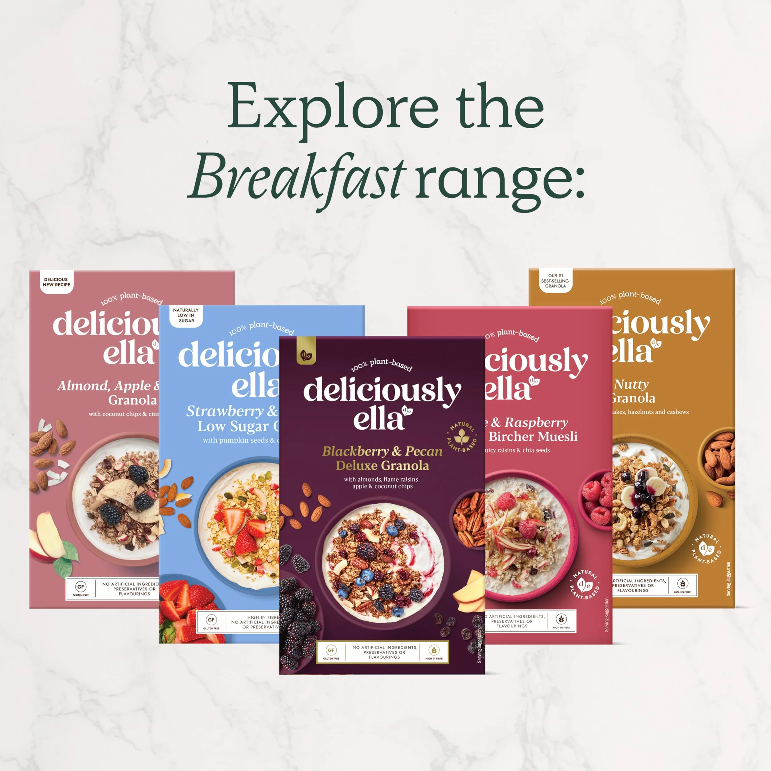 Deliciously Ella - Granola orzechowa, bezglutenowa, przyjazna dla wegan, zdrowe śniadanie, 380 g (6 pudełek)