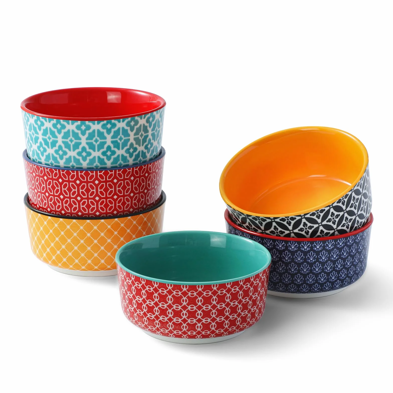 DOWAN Creme Brulee 6-częściowy zestaw miseczek do sufletu, 120 ml, porcelanowe foremki do sufletów, małe naczynie do zapiekanek, miski Ragout Fin, nadają się do kuchenki mikrofalowej, Airfryera i