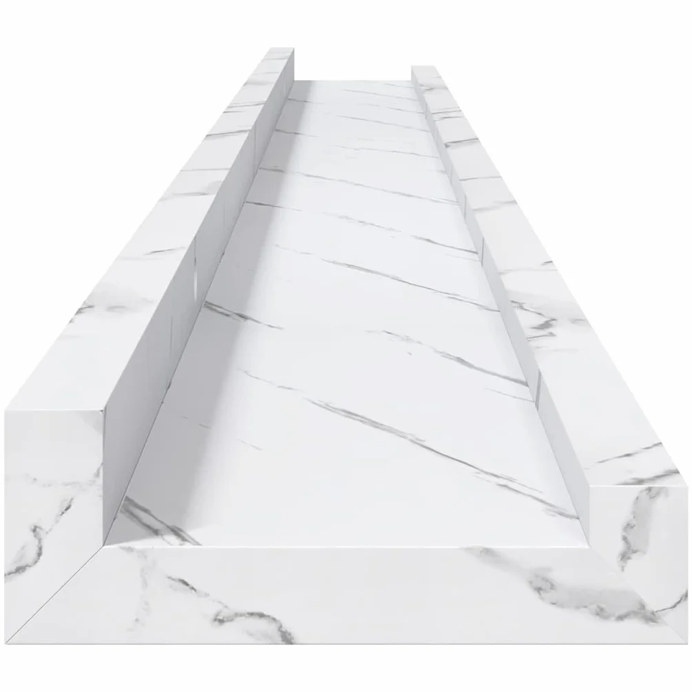 Regał ścienny, zestaw 2 sztuk, wygląd białego marmuru, 100 x 9 x 3 cm, materiał drewnopochodny, wiszące półki do salonu, sypialni, biura, uniwersalne, trwałe