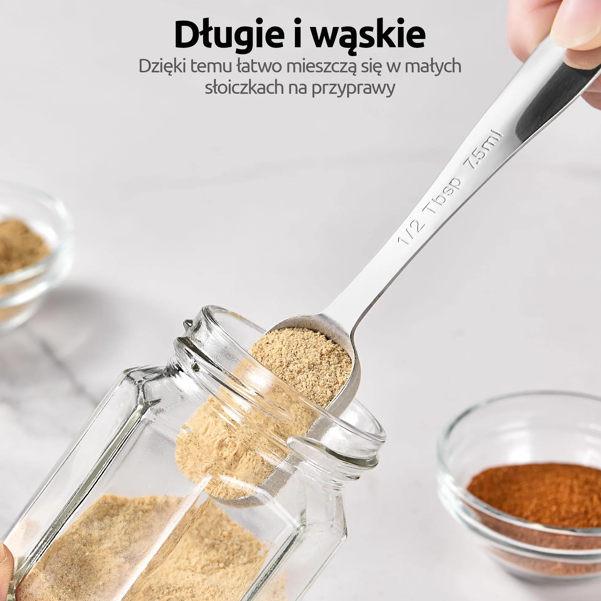 U-Taste Łyżki pomiarowe ze stali nierdzewnej 18/8, kwadratowa miarka łyżeczka łyżka stołowa z niwelatorami
