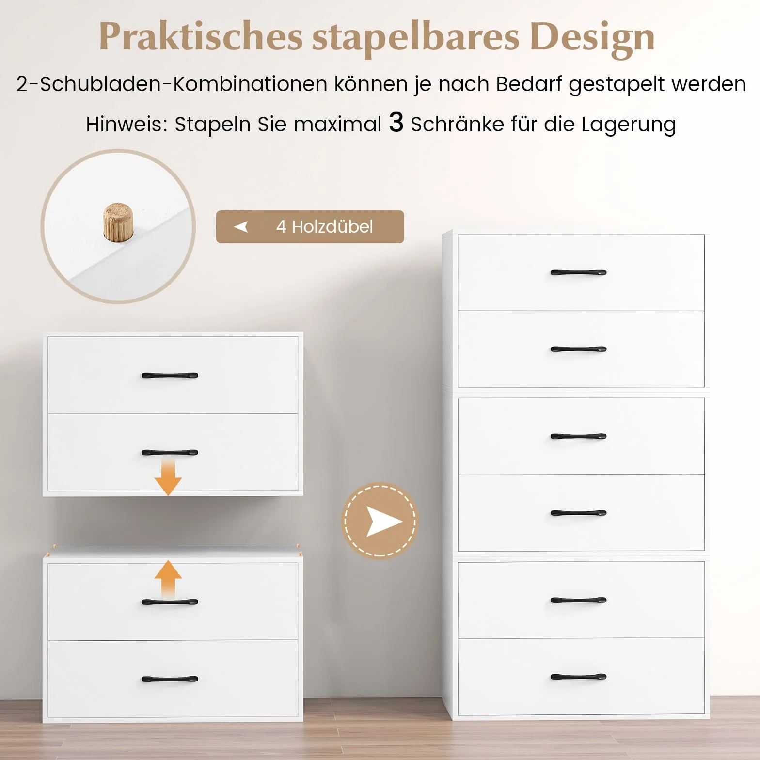 COSTWAY Komoda z 2 szufladami, szafka drewniana do przechowywania 60 x 34 x 38 cm biała