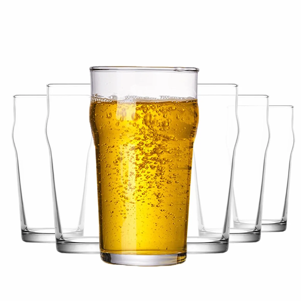 Zestaw 6 szklanek do piwa, wysokie szklanki do picia, 590 ml, szklane kubki Margarita, podstawowe szklanki barowe, design w stylu pubowym, do kieliszków barowych, wina, soku, mrożonej herbaty