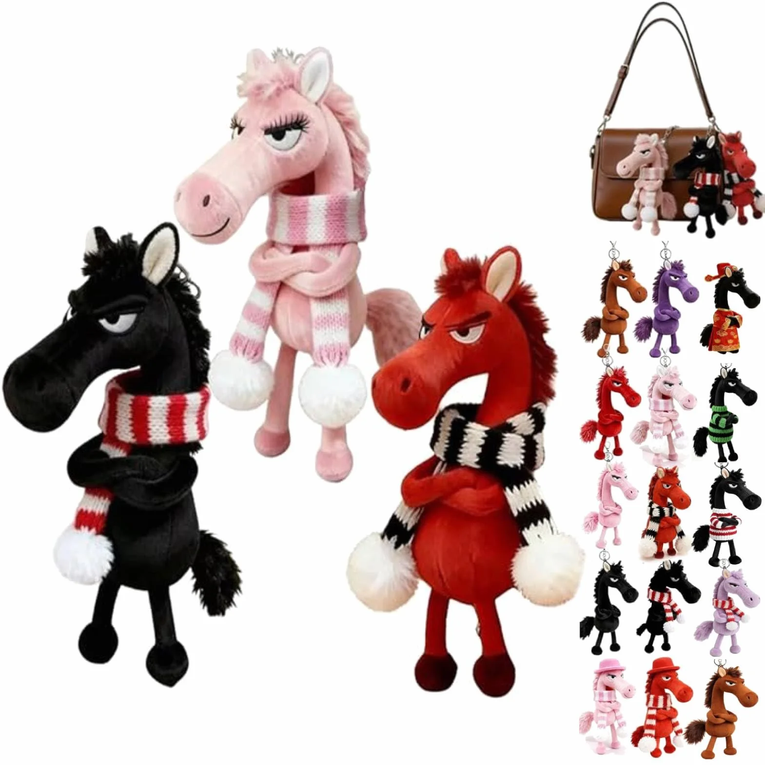 Year of the Horse Lucky Maskotka 2026, Lucky Plush Horse Guardians, prezent na szczęście, symbol siły, odwagi i równowagi (3 szt.-D)