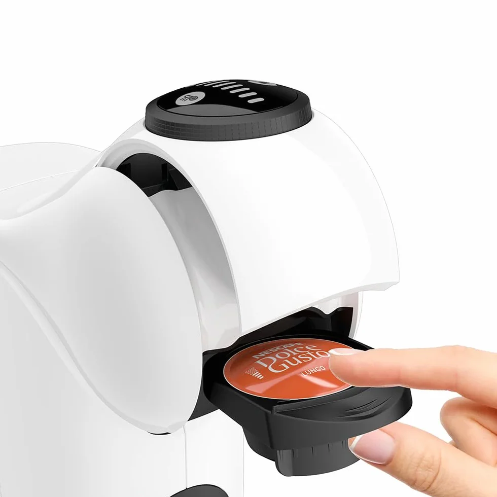 Krups Nescafé Dolce Gusto Genio S, ekspres do kawy na kapsułki do gorących i zimnych napojów, zbiornik na wodę 0,8 l, tryb Eco, Thermoblock, automatyczne wyłączanie, biały, KP2431