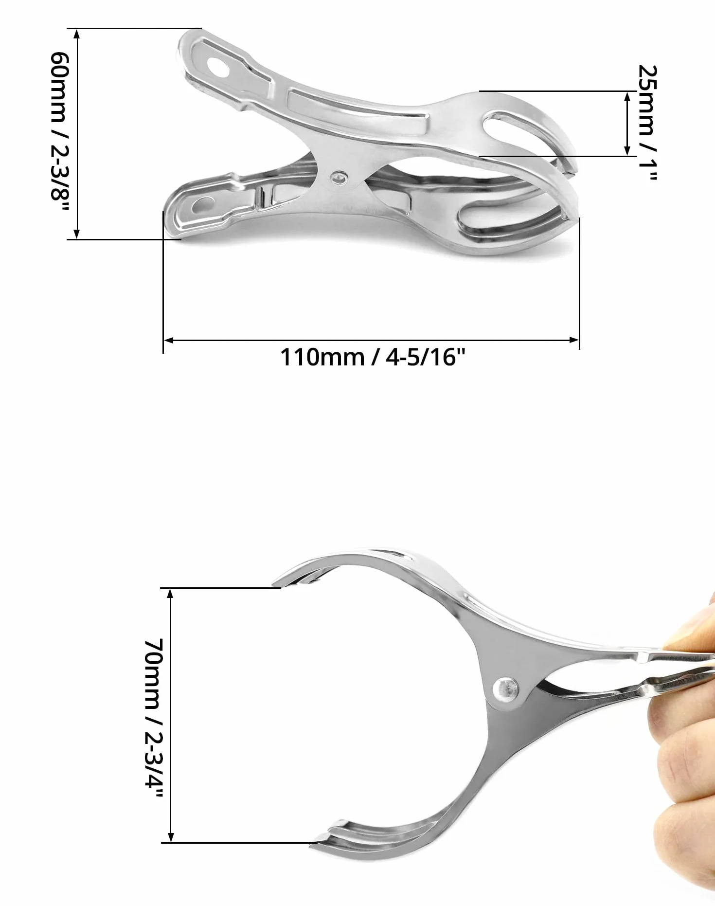 QWORK® 10 Pack Klipsy na ręczniki ze stali nierdzewnej Odporne na wiatr Duże klipsy sprężynowe do ręczników plażowych, ręczników kąpielowych, prześcieradeł i grubych ubrań (11 cm)