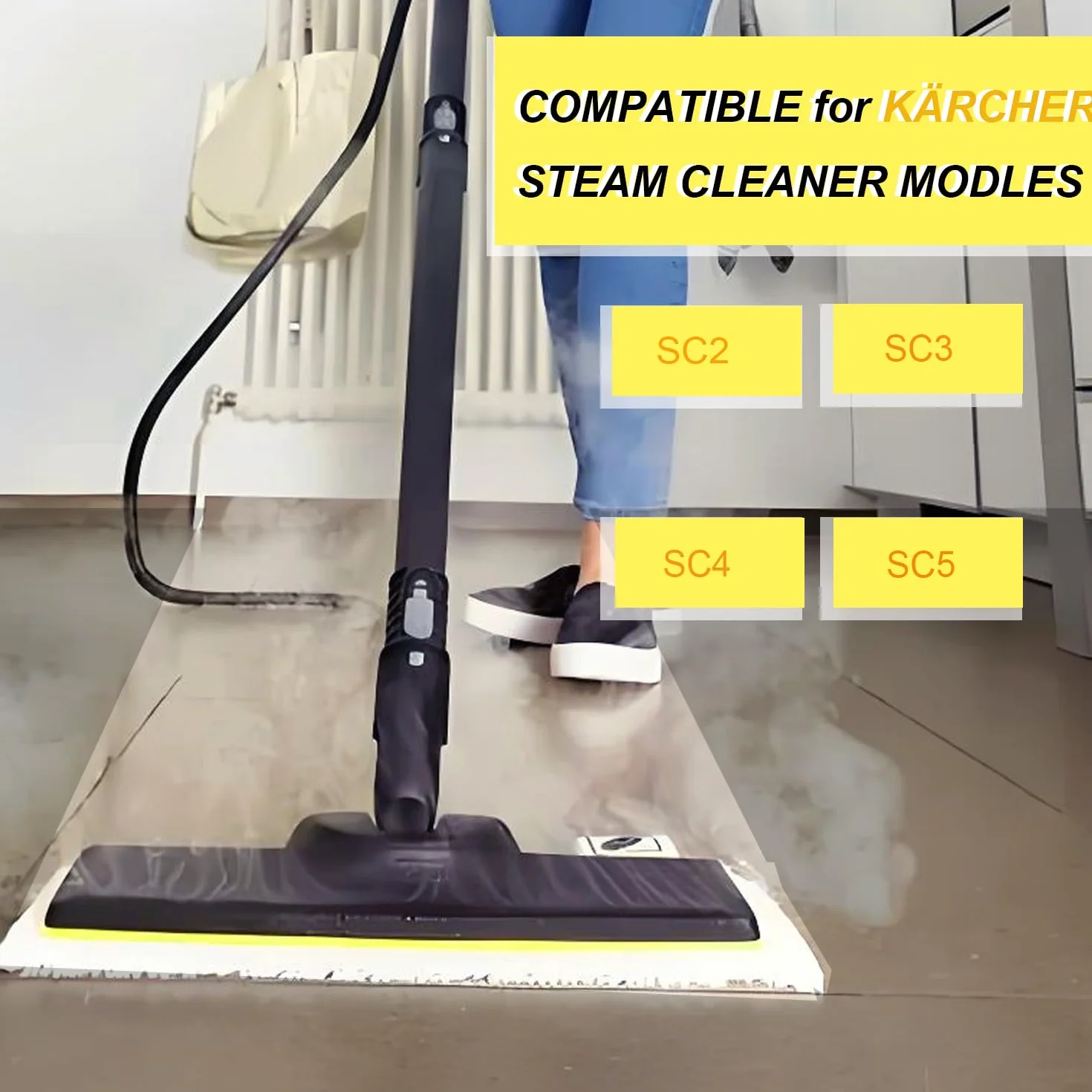 3 Szt Zestaw Dysz Podłogowych do Kärcher SC2 SC3 SC4 SC5, JRISBO Akcesoria Zamienne Do Kärcher Easyfix Parownicy, w Tym 1 Dysza Podłogowa i 2 Ściereczki Do Podłóg z Mikrofibry