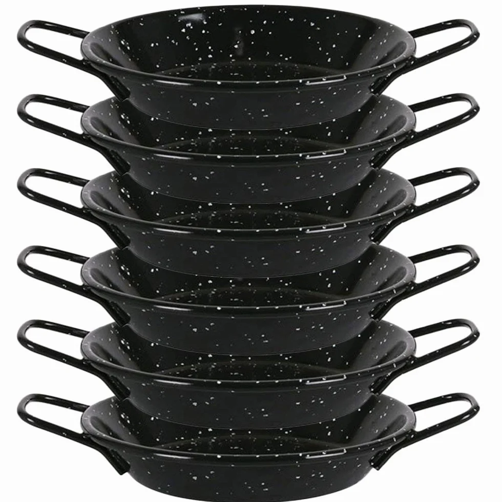 Menax - Patelnia do Paelli na Przystawki - Patelnia do Paelli - Stal Stopowa - Zestaw 6 Sztuk - 16 cm
