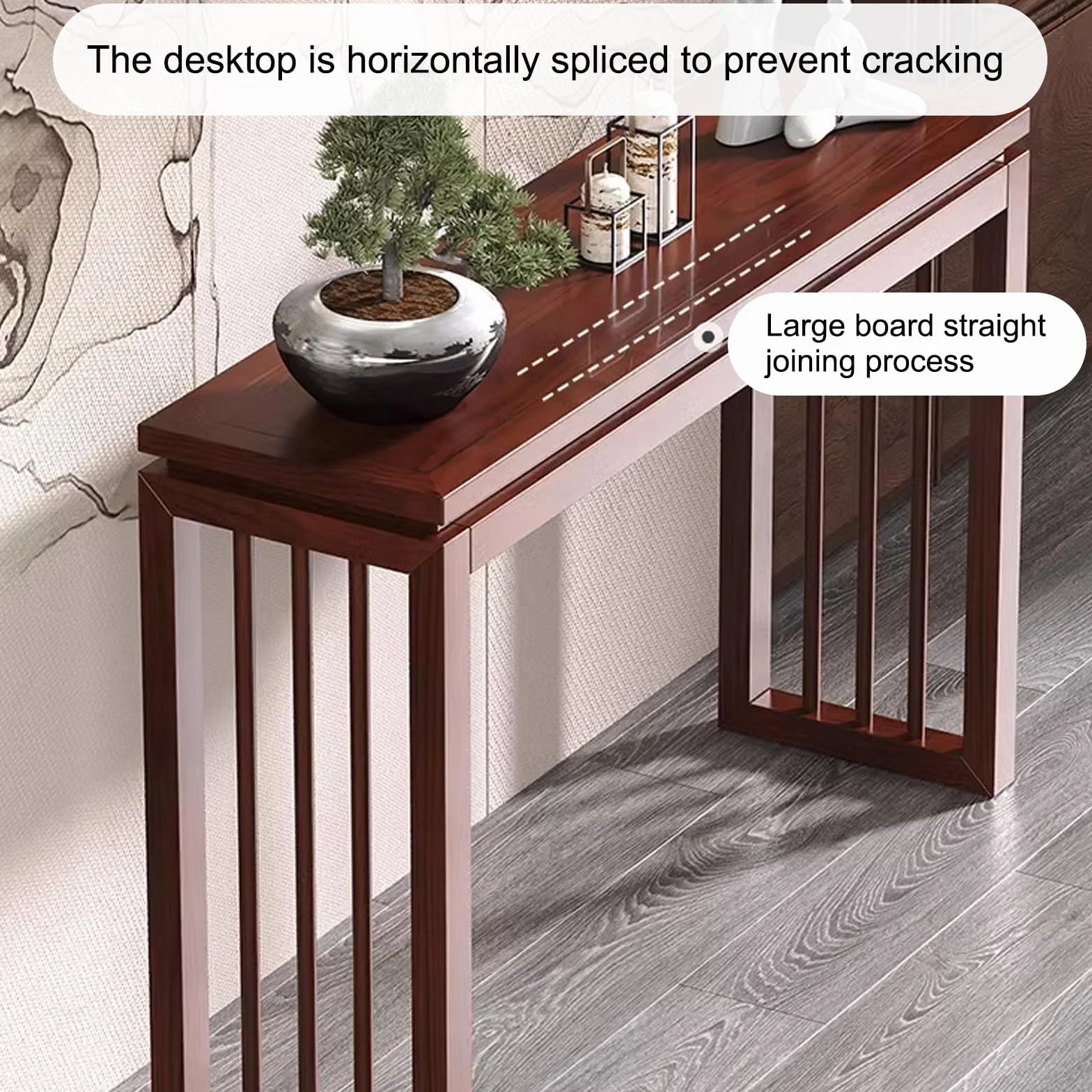 Stół konsolowy retro z litego drewna - wąski stół do przedpokoju i salonu - dekoracyjne meble do przedpokoju - solidny design 120 cm dla stylowej dekoracji domu
