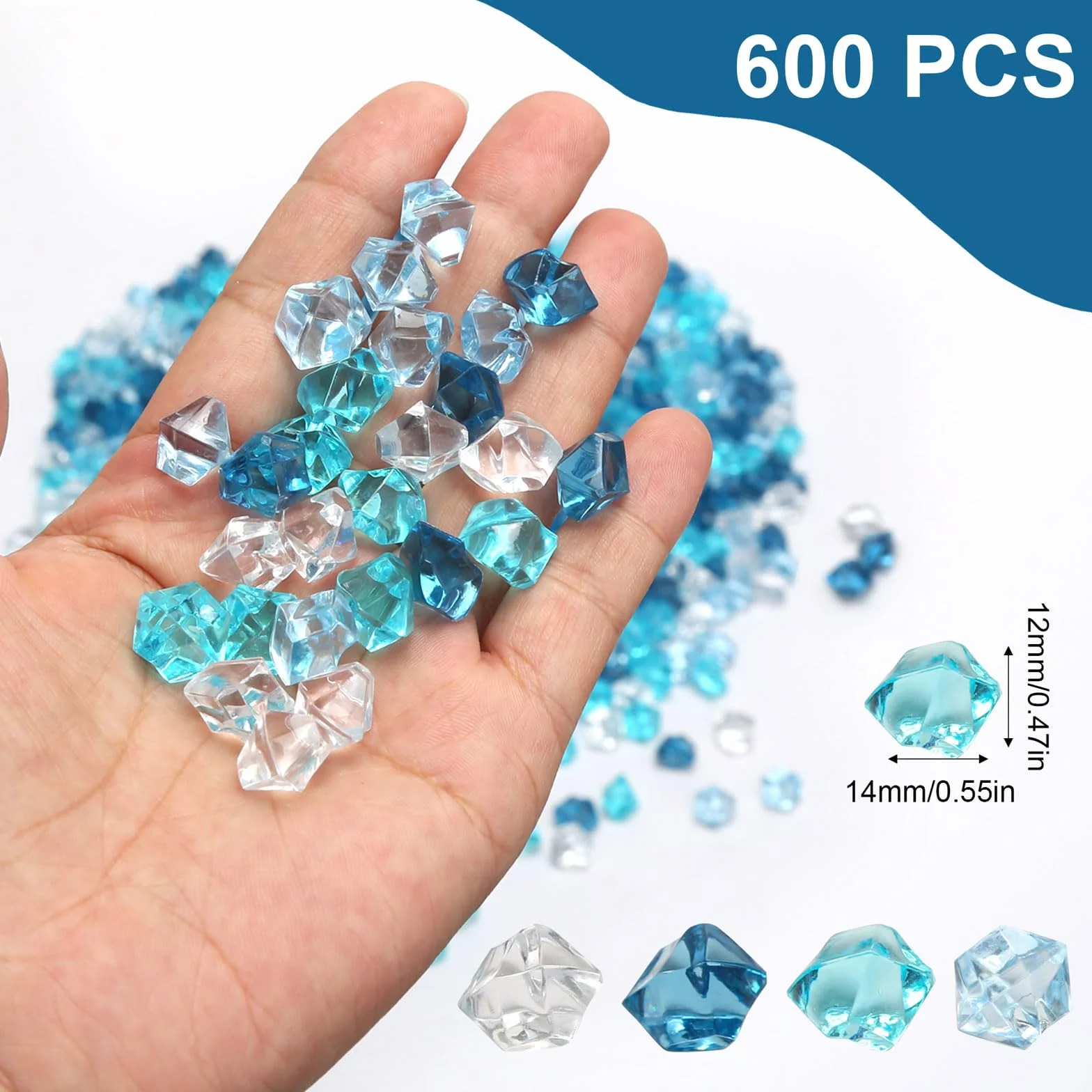 750 szt. plastikowe diamenty, kamienie szlachetne, luzem, bez otworów, klejnoty, skarb, dzieci, duże, dekoracyjne kamienie szlachetne, akrylowe, do majsterkowania, dekoracji