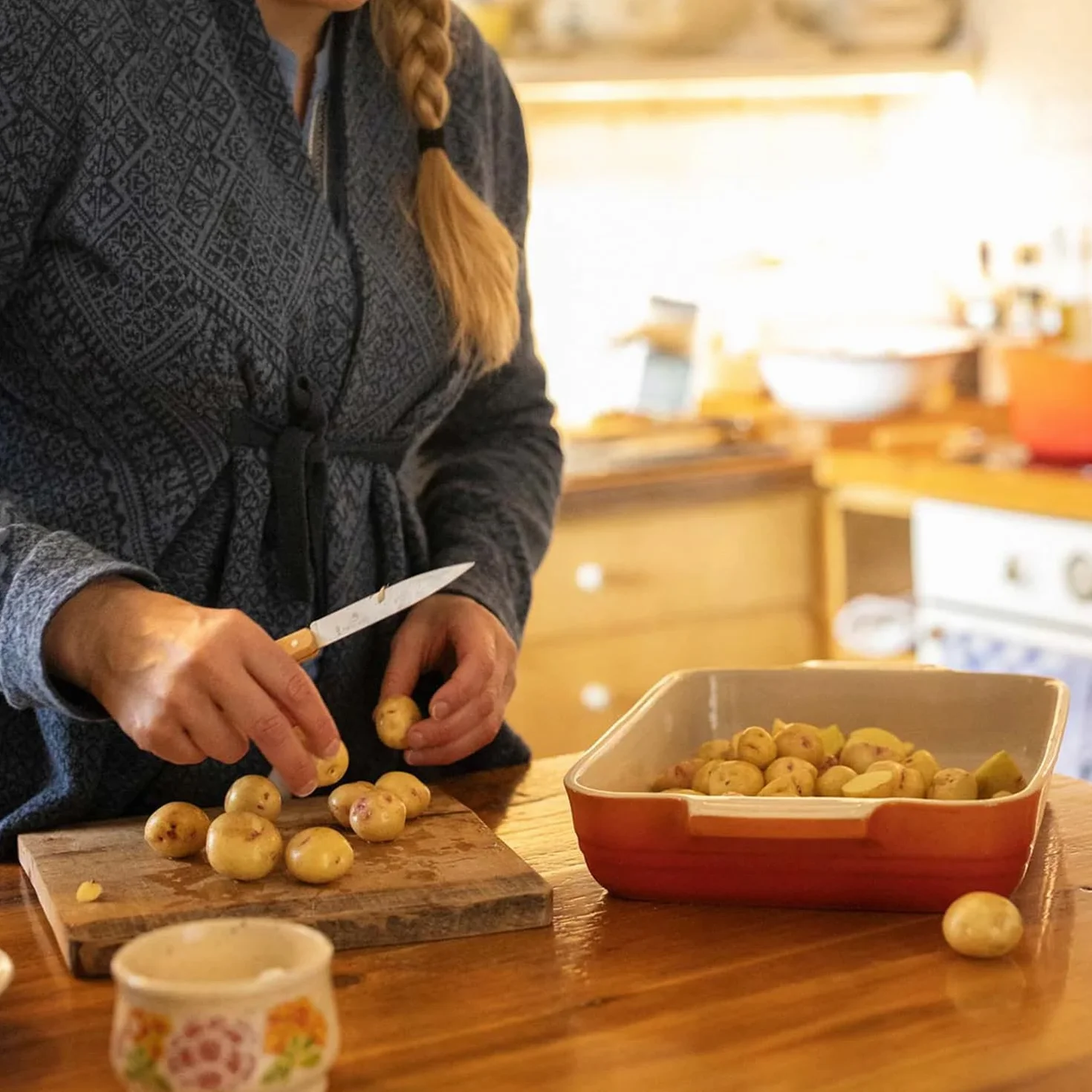 Opinel OP01838 zestaw równoległych noży kuchennych, stal nierdzewna Sandvik, nóż szefa, nóż do krojenia i uniwersalnego użytku, uchwyt z drewna bukowego, wielokolorowy, jeden rozmiar