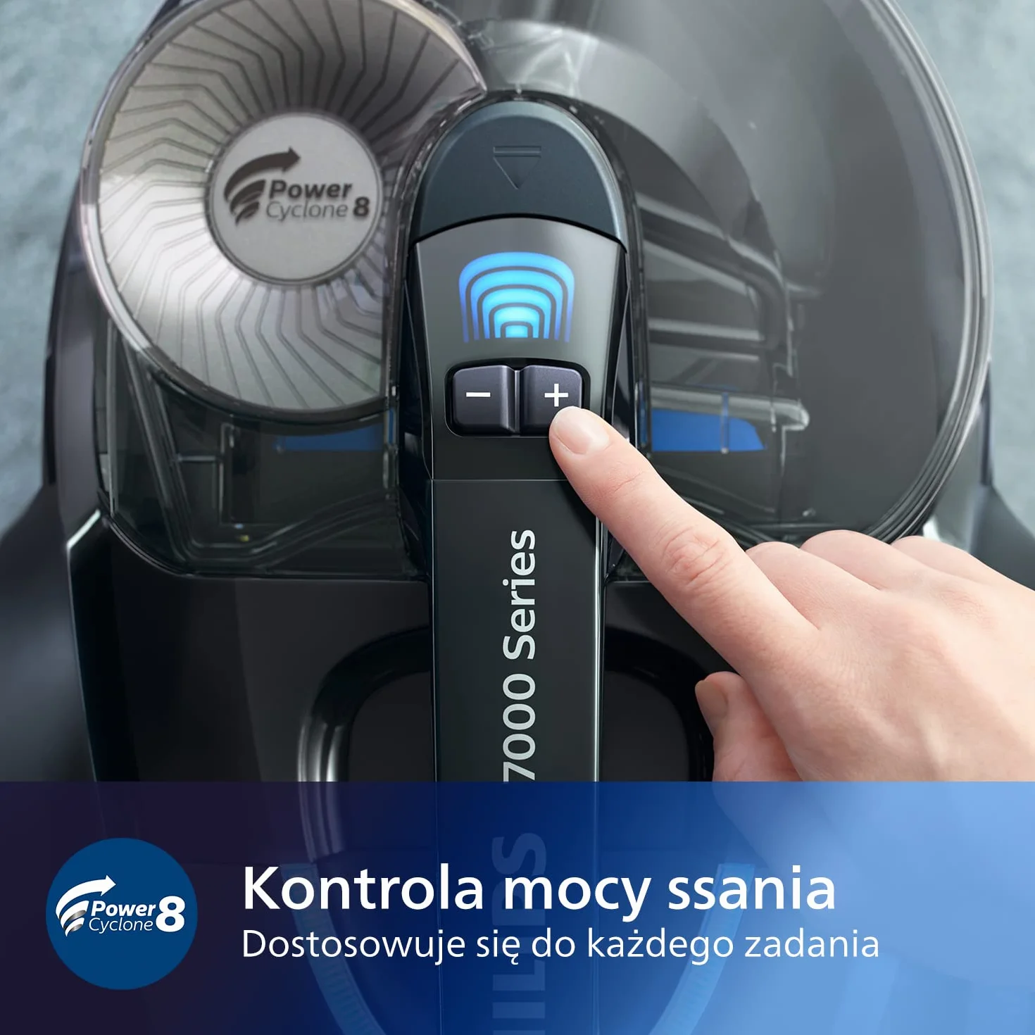 Philips Seria 7000 Odkurzacz Bezworkowy PowerPro Expert - Moc 900W, Filtr Allergy H13, Technologia PowerCyclone 8 i AllergyLock, Nasadka TriActive+, Zasięg 10 m, 2 l pojemnik (FC9741/09)