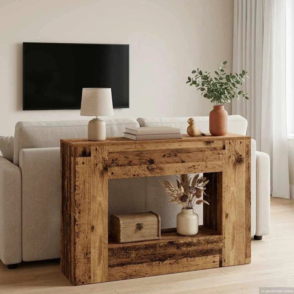 Générique Drewniany stół konsola z półkami 101 x 29 x 74 cm | Elegancki design, przestronne przechowywanie, łatwa konserwacja, idealne wejście do salonu