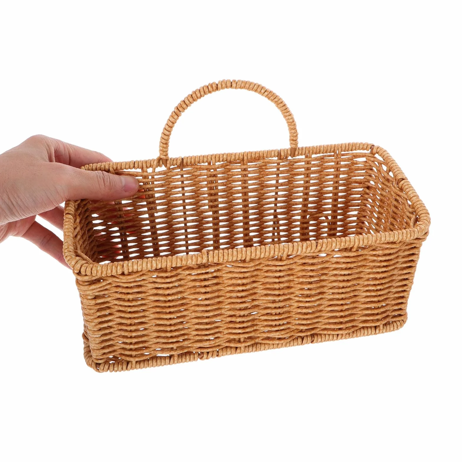 Rattanowy Wiszący Kosz Ścienny z Uchwytem Lekki i Kompaktowy Koszyk Do Przechowywania Owoców Warzyw Cebuli i Czosnku Mocowany Ścianie Do Kuchni Stylu Boho