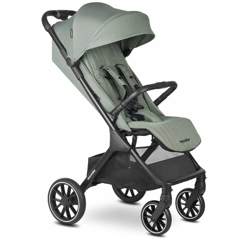 Easywalker Wózek dziecięcy Jackey² XL 0-22 kg, automatyczne składanie, przestronny wózek z kółkami XL, osłona przeciwsłoneczna i kosz na zakupy, kompatybilny z fotelikami samochodowymi, agawa zielona