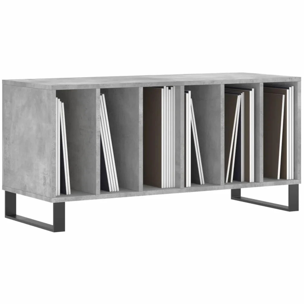 Szafa panelowa, betonowa, szara, 100 x 38 x 48 cm, materiał drewnopochodny, miejsce do przechowywania płyt winylowych