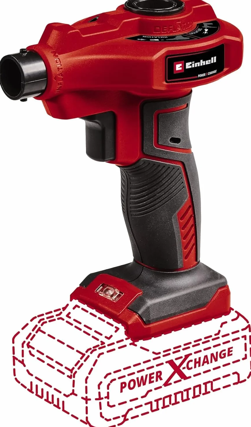 Einhell CE-AP 18 Li-Solo Power X-Change akumulatorowa pompa powietrza (Li-ion, 18V, przepływ powietrza 670 l/min, ciśnienie pracy 0,05 bar, dostawa bez akumulatora i ładowarki), czerwony/czarny | Ciśnienie robocze 0,05 bara, bez baterii CE-AP 150 Li-Solo