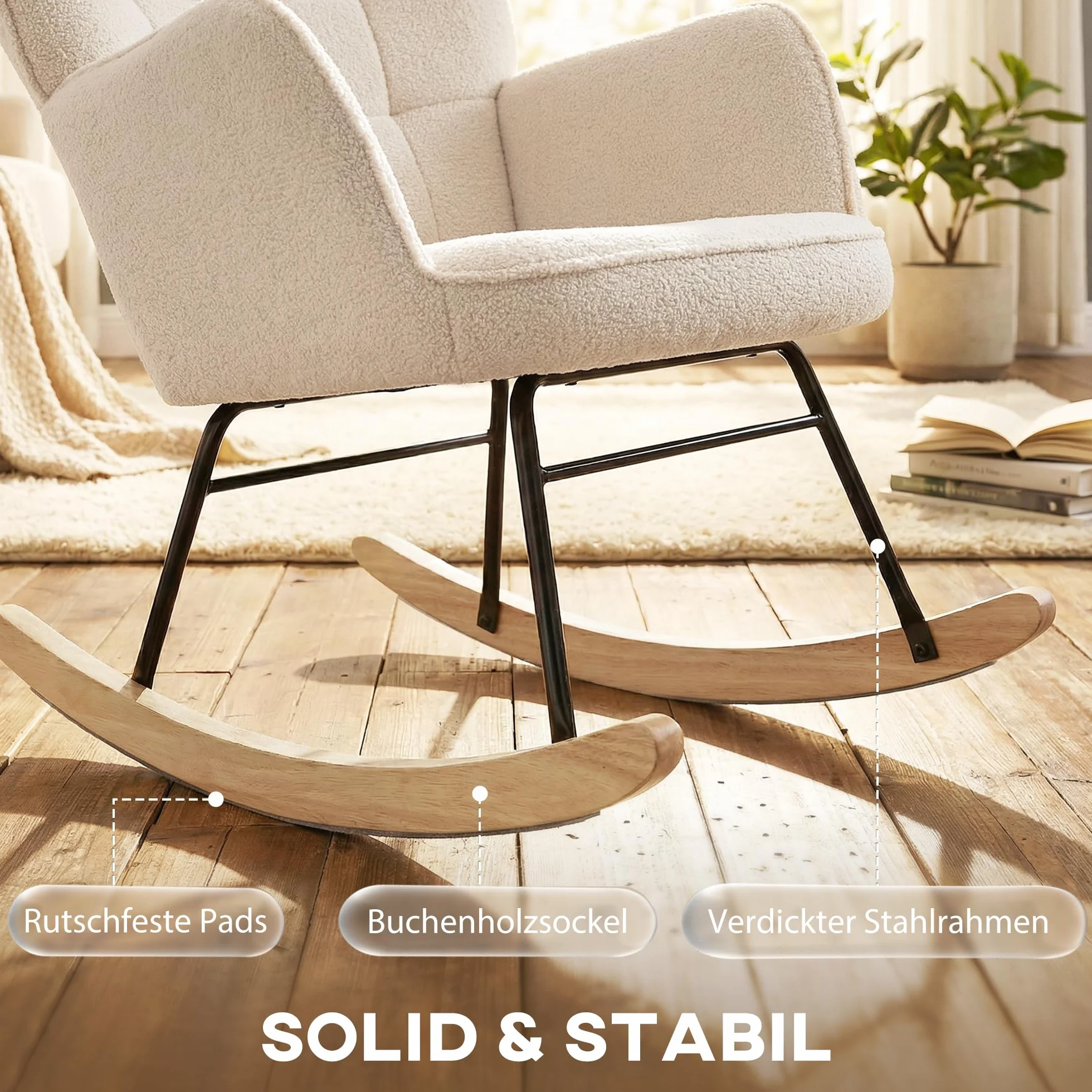 HOMCOM Fotel bujany beżowy 71x92x101 cm do 120 kg