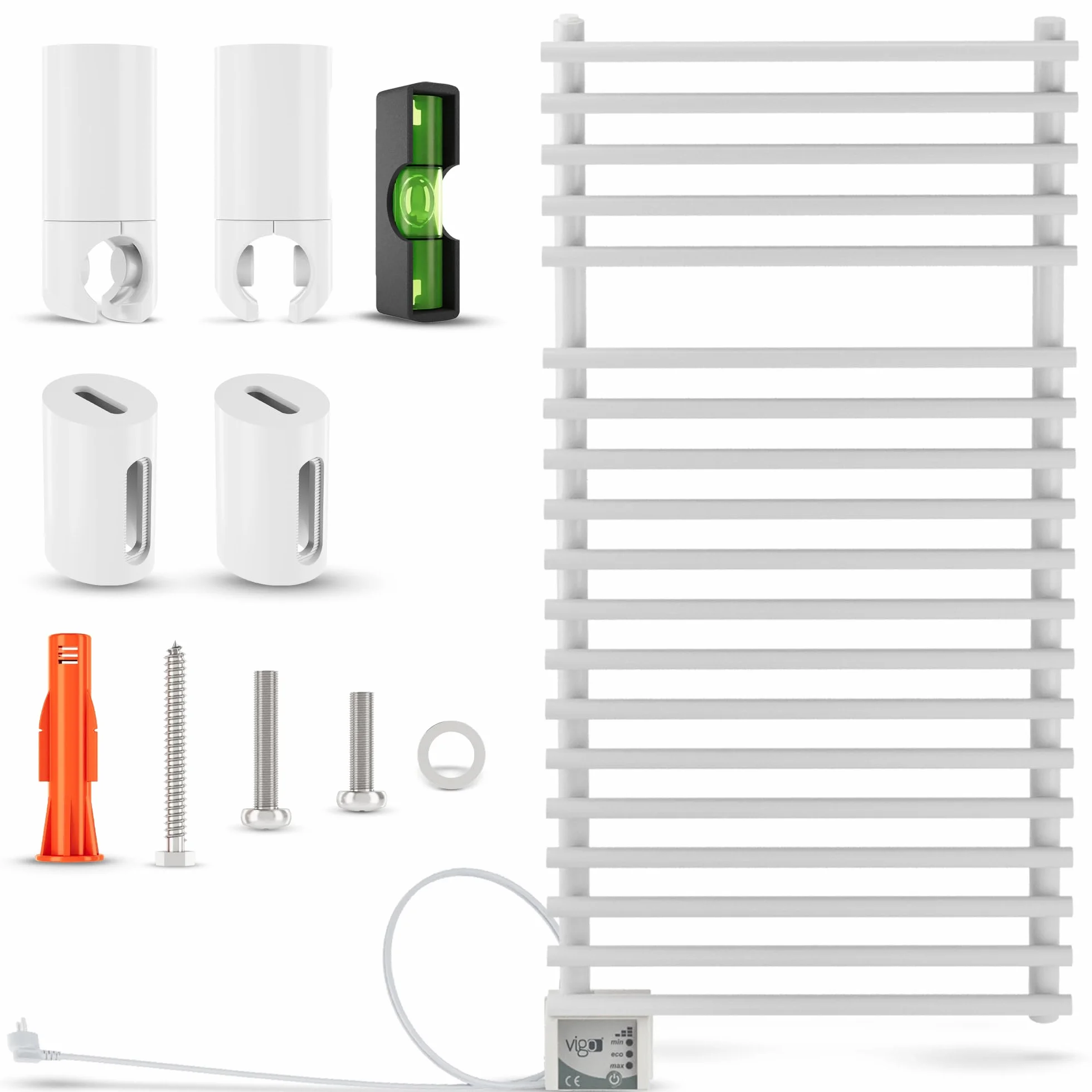 VIGO Elektryczny grzejnik łazienkowy ECO 450 W 500x1000 mm Zestaw montażowy