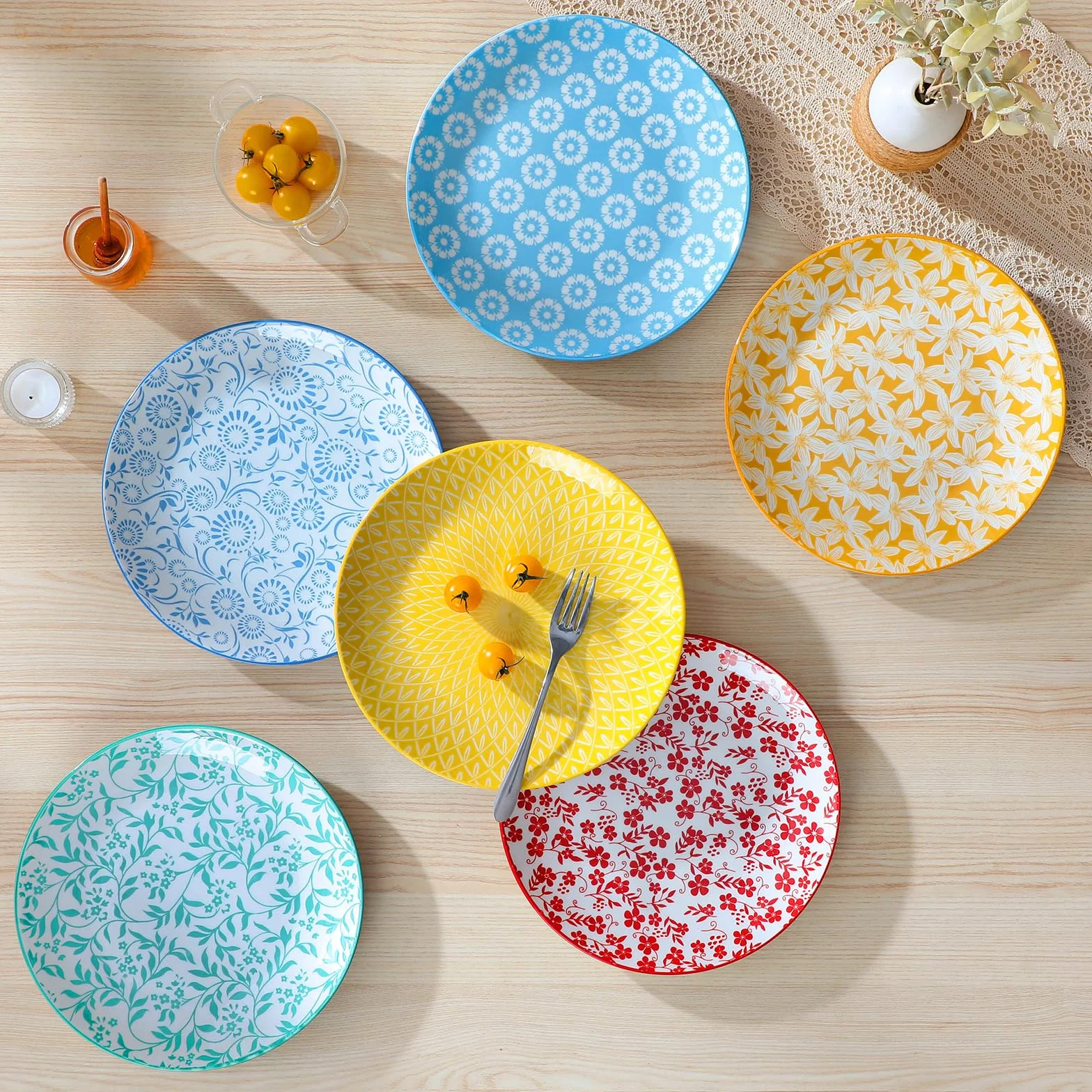 vancasso SELENE Zestaw talerzy dla 6 osób, talerze obiadowe (Ø 26 cm) z pastelowej porcelany, talerze do makaronu, talerze śniadaniowe, zestaw talerzy obiadowych do zmywarki i kuchenki mikrofalowej