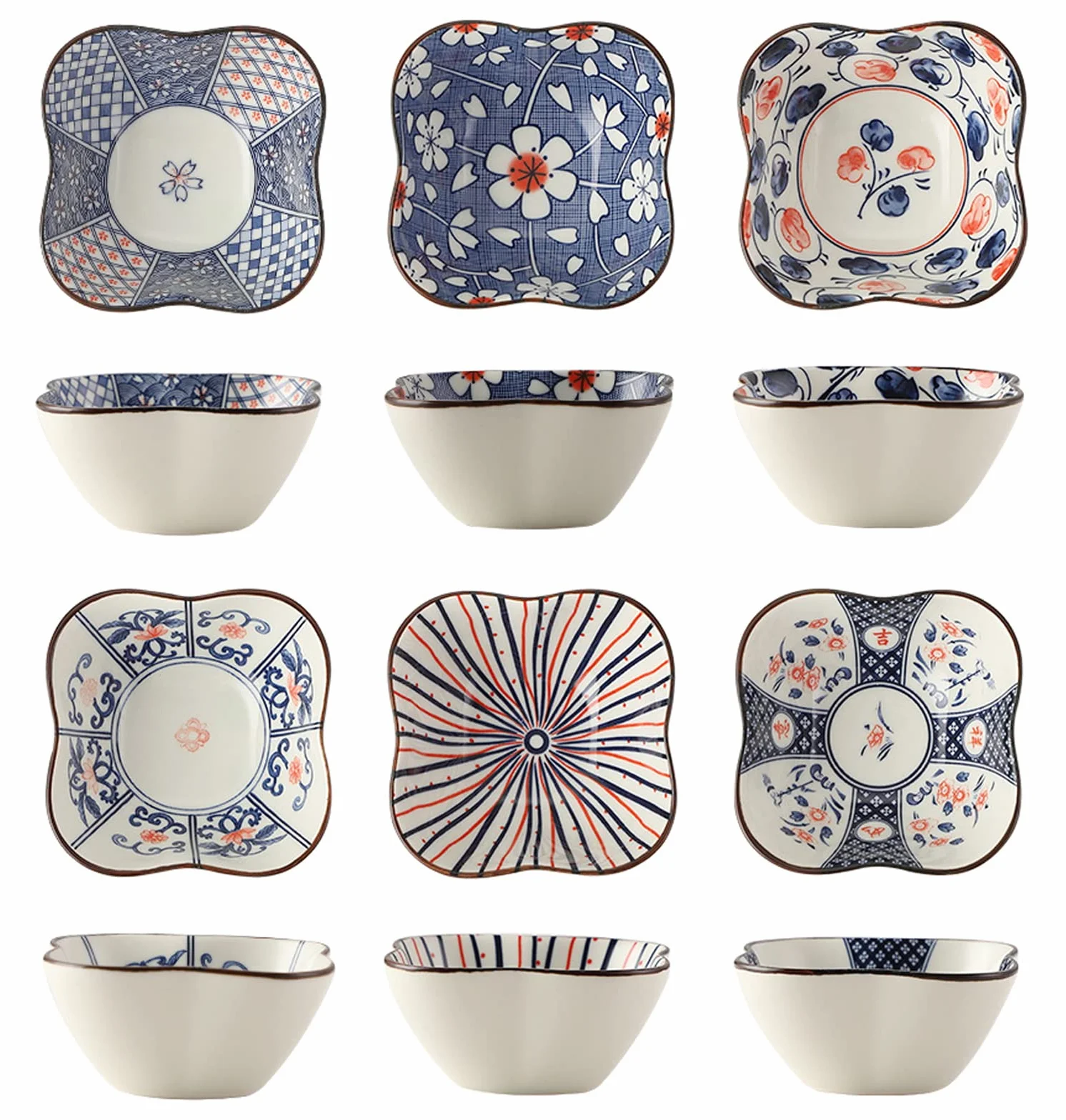 Zestaw ceramicznych miseczek do sosów sojowych, tapas, dipów, przekąsków i dipy, 6-częściowy zestaw na przekąski do sushi