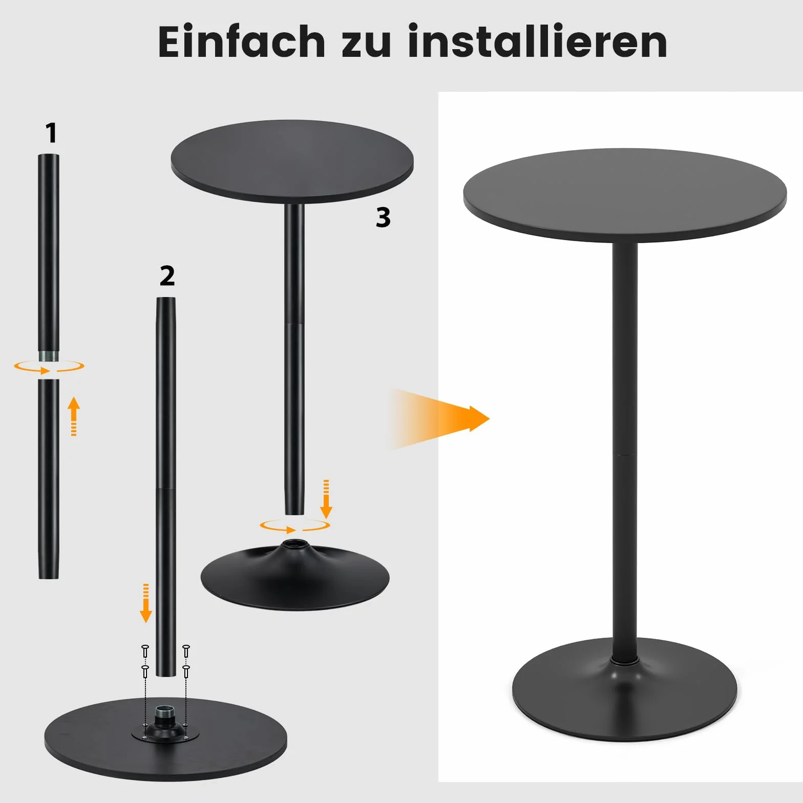 COSTWAY stół barowy i do jadalni, 2 w 1, regulacja wysokości 56/101,5 cm, okrągły stół bistro na balkon, do klubu, pubu, domu, czarny