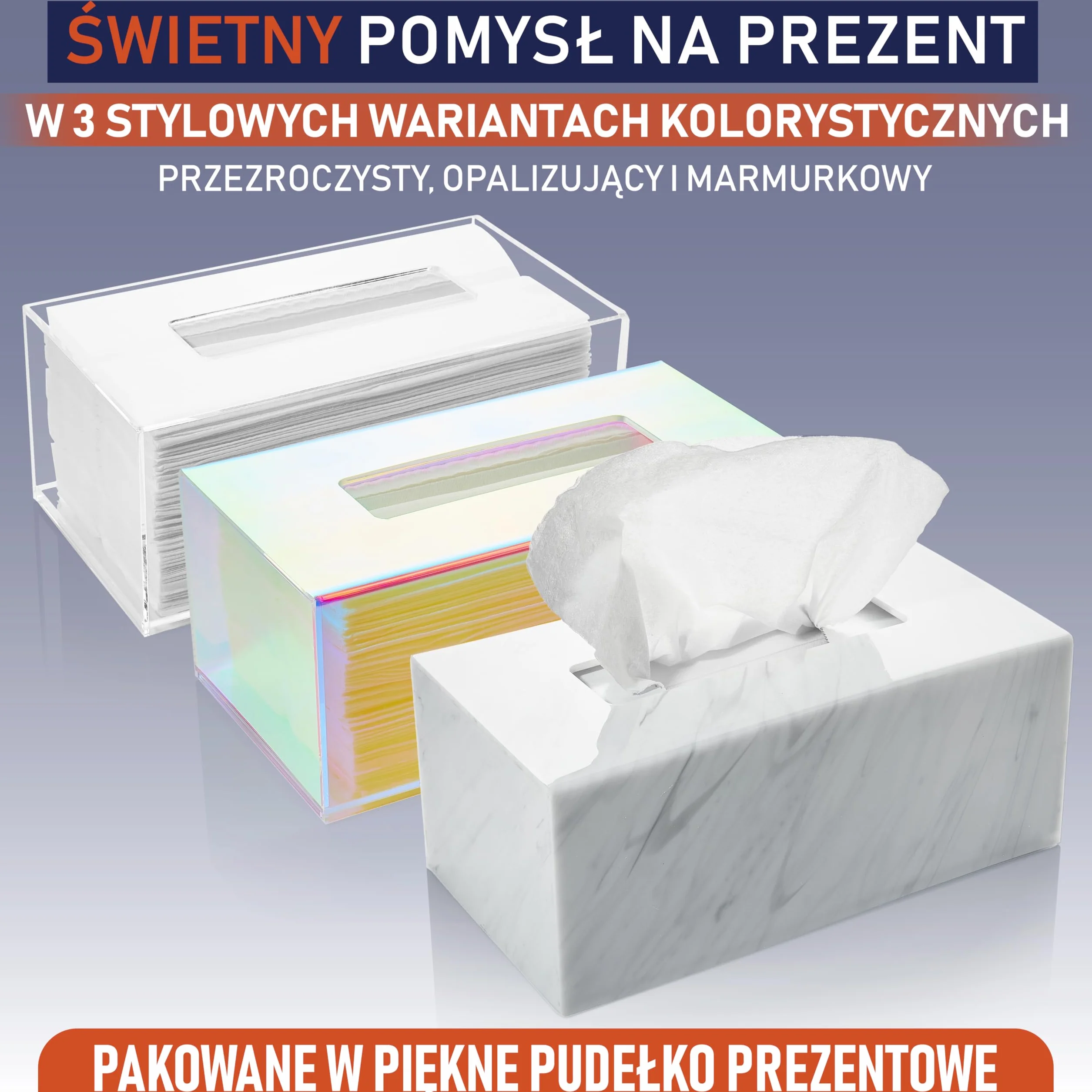 Akrylowy Dozownik Na Chusteczki Prostokątny Marmur