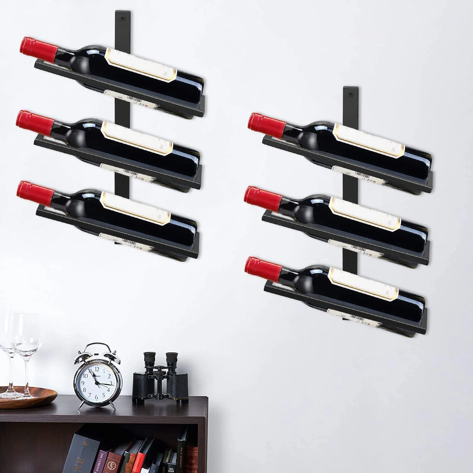Stojak na wino metalowy czarny do domu kuchni baru