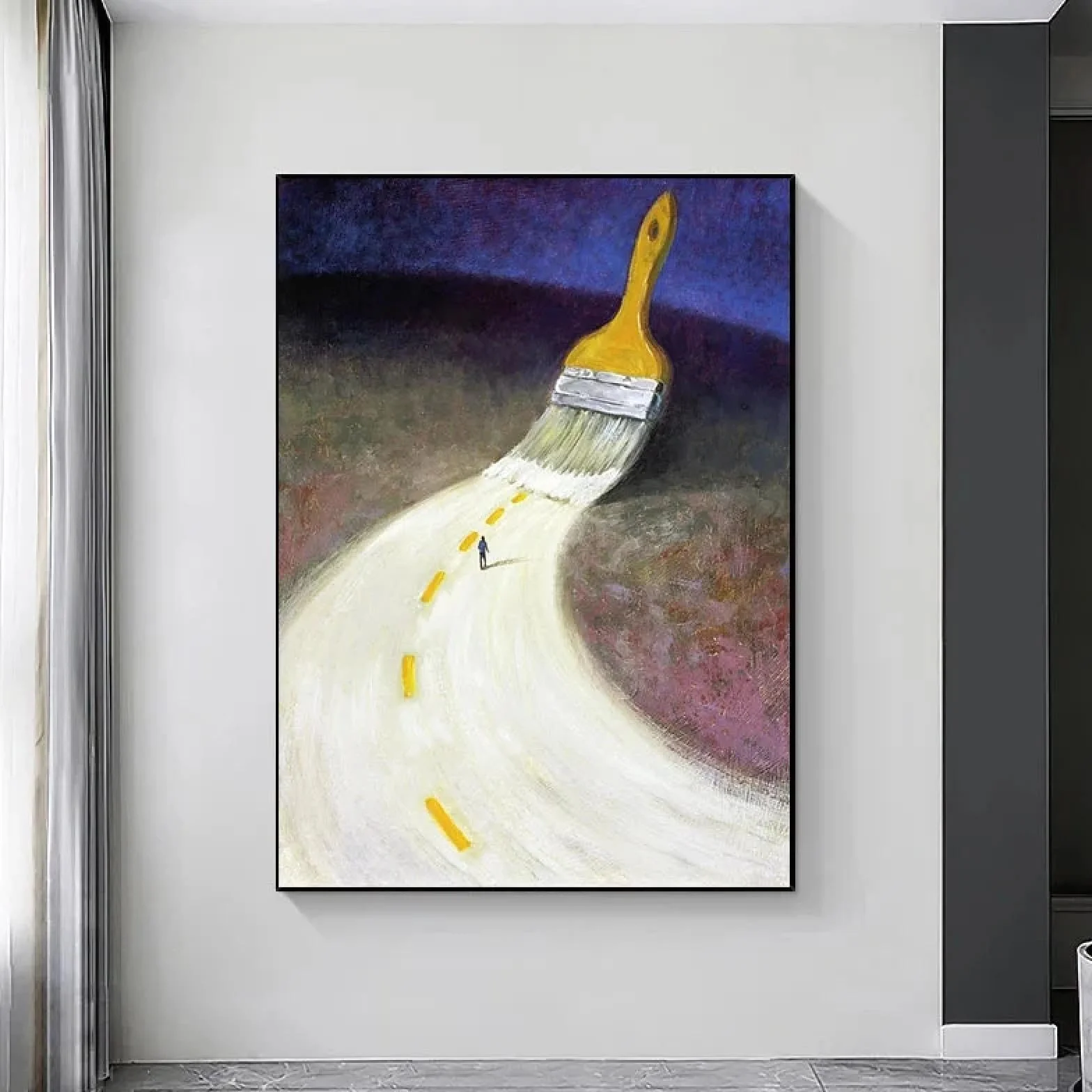 ZHUOYA Nowoczesna abstrakcyjna farba przyszłość sztuka obrazy na płótnie plakaty i druki sztuka ścienna obrazy do dekoracji salonu 80 x 120 cm bez ramy