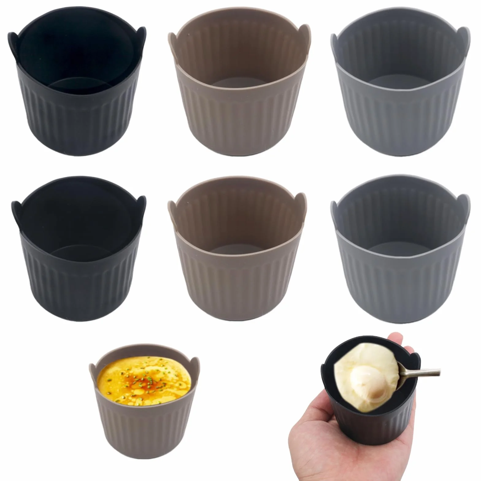6 sztuk silikonowych form do Airfryer, wielokrotnego użytku akcesoria do Airfryer formy do jajek, wymienne papier do pieczenia akcesoria do urządzenia do smażenia na gorąco do przygotowywania ciast