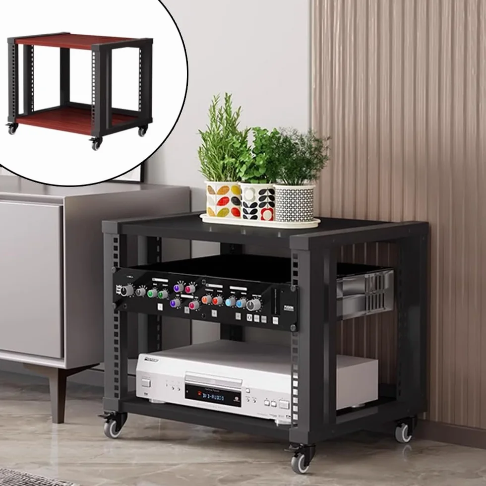 4-stopniowy stojak na multimedia AV z kółkami, stojak audio do projektora/Xbox/PS5/konsoli do gier/DVD/gramofonów, szafka stereo Hi-Fi (klon, 4 poziomy – 82 cm/32)
