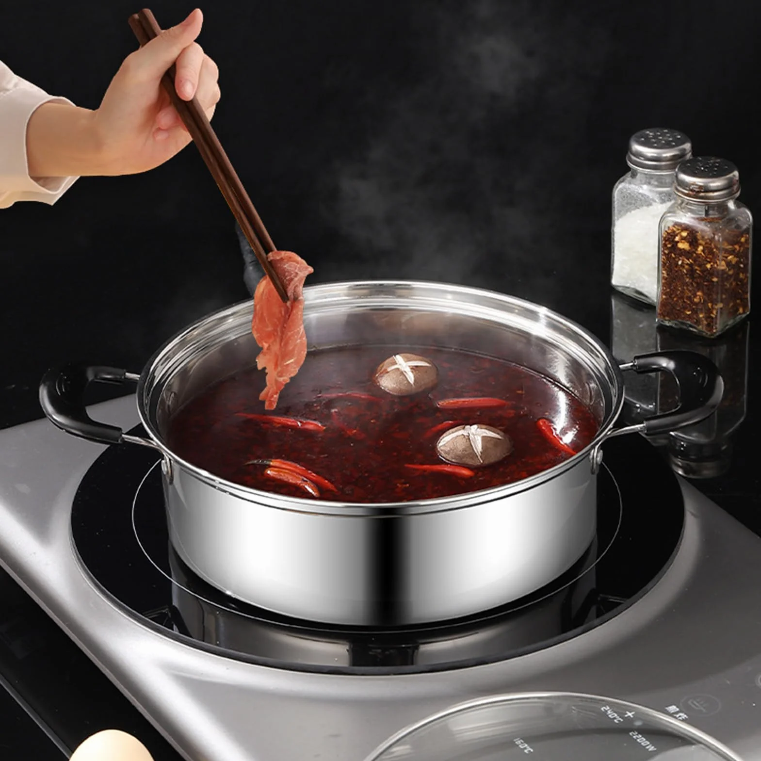 Stainless Steel Egg Poacher, 4-Cup Non-Stick Steamer, 7.87-Inch Diameter Poached Egg Maker, Rust-Resistant Kitchen Cooker, Elegant Breakfast Pan with Modern Style, Cooking Gear for Brunch