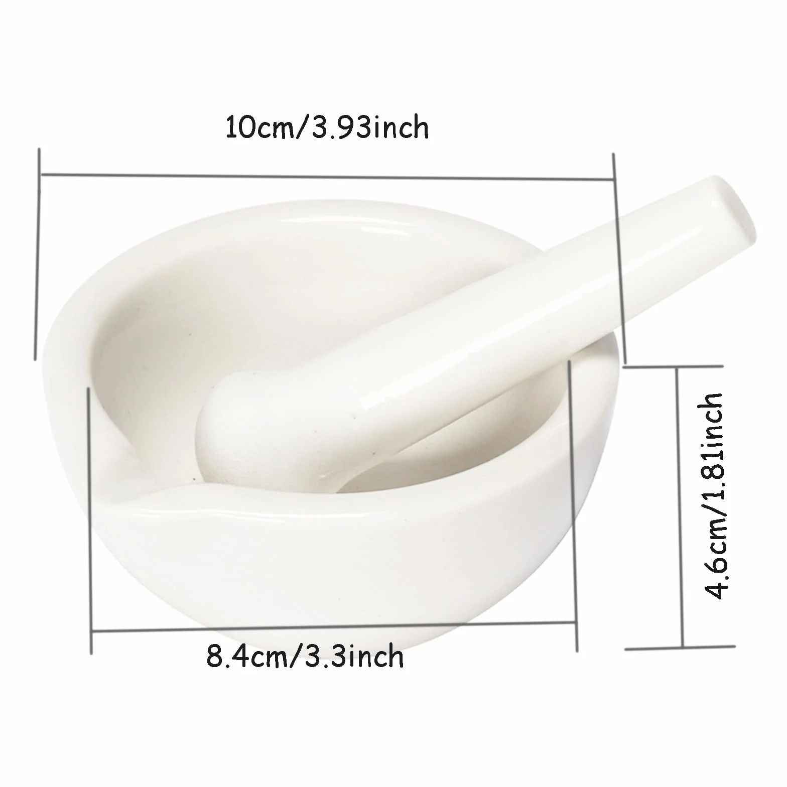 Moździerz porcelanowy, zestaw moździerza, moździerz porcelanowy, do przypraw, ziół (biały)